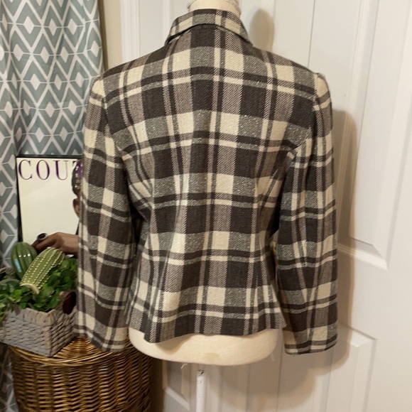 Gloria Vanderbilt Plaid Jacket/ Gray & Brown/ Zipper Closure/ Size 14 - Picture 5 of 9